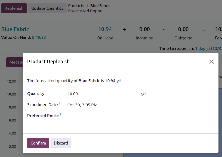 Click the Confirm button to manually replenish.