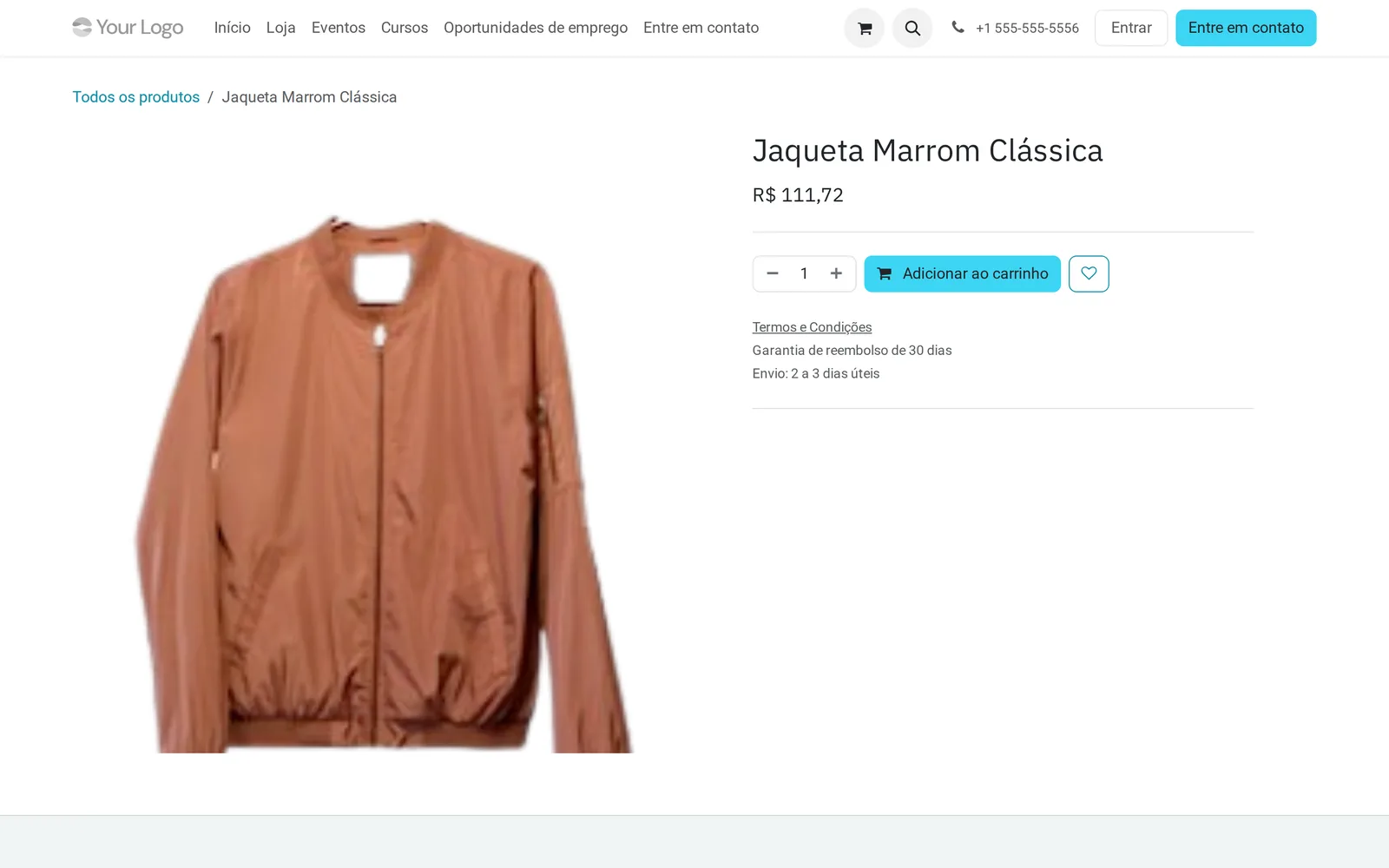 Página de produto da loja virtual